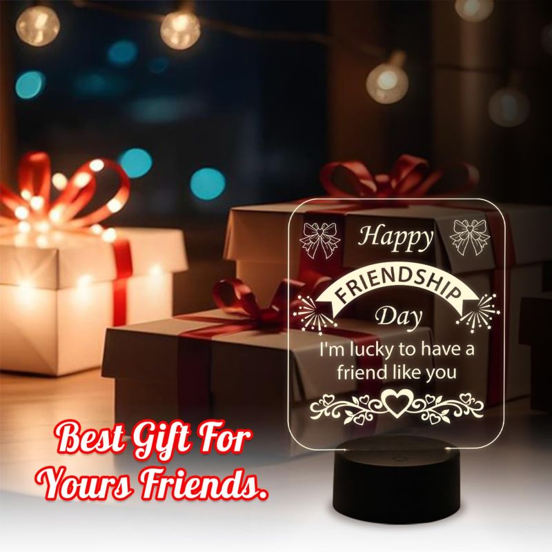 Happy Friendship Day Led Desk Table Lamp Gift for Friend | Warm White Light