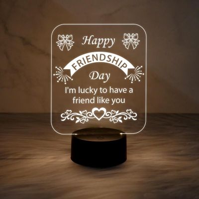 Happy Friendship Day Led Desk Table Lamp Gift for Friend | Warm White Light