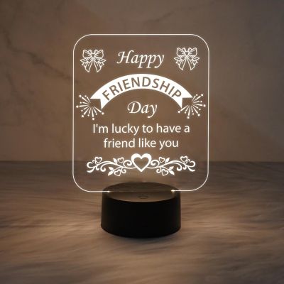 Happy Friendship Day Led Desk Table Lamp Gift for Friend | Warm White Light