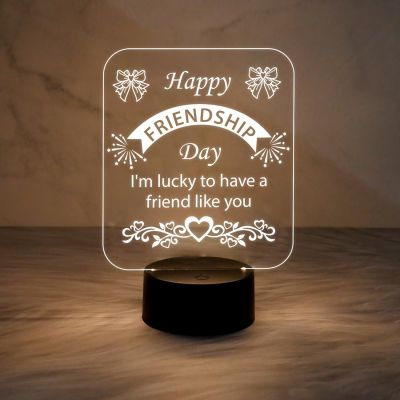 Happy Friendship Day Led Desk Table Lamp Gift for Friend | Warm White Light