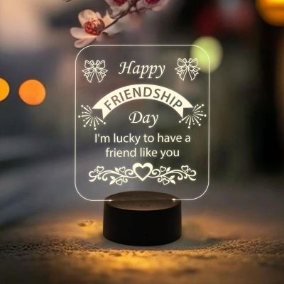 Happy Friendship Day Led Desk Table Lamp Gift for Friend | Warm White Light