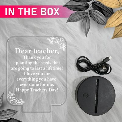 Engraved Dear Teacher Night Lamp | Happy Teachers Day Gift Lamp | 7 Color Changing Light