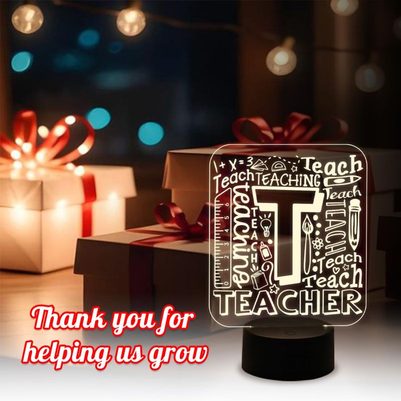 Engraved Teacher Night Lamp with Warm White Light & USB Powered Cable | Teacher Appreciation Gifts