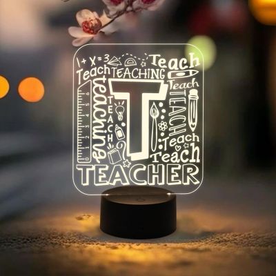 Engraved Teacher Night Lamp with Warm White Light & USB Powered Cable | Teacher Appreciation Gifts