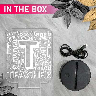 Engraved Teacher Night Lamp with Warm White Light & USB Powered Cable | Teacher Appreciation Gifts