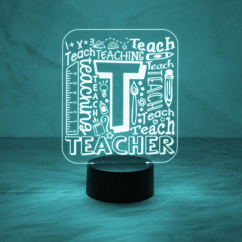 Engraved Teacher Night Lamp with 7 Color Changing Light & USB Powered Cable | Teacher Appreciation Gifts