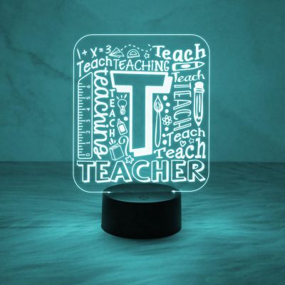 Engraved Teacher Night Lamp with 7 Color Changing Light & USB Powered Cable | Teacher Appreciation Gifts