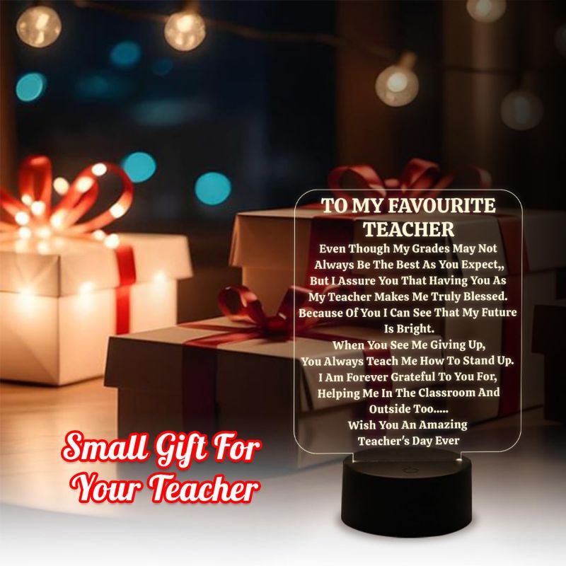 to My Favourite Teacher Engraved Night Lamp with Warm White Light & On/Off Touch Button