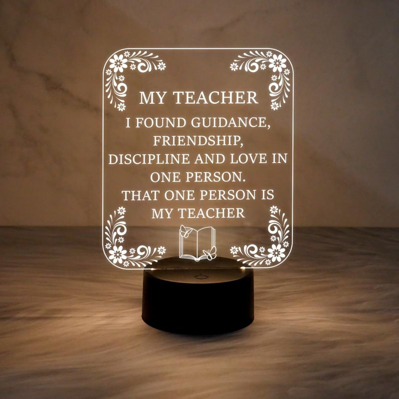 My Teacher Engraved Night Lamp with Warm White Light & USB Powered