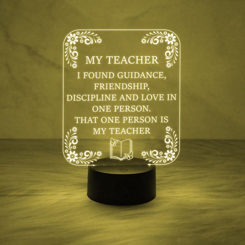 My Teacher Engraved Night Lamp with Automatic Color Changing Light & USB Powered