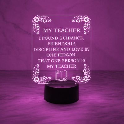 My Teacher Engraved Night Lamp with Automatic Color Changing Light & USB Powered