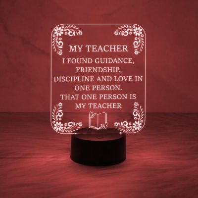 My Teacher Engraved Night Lamp with Automatic Color Changing Light & USB Powered