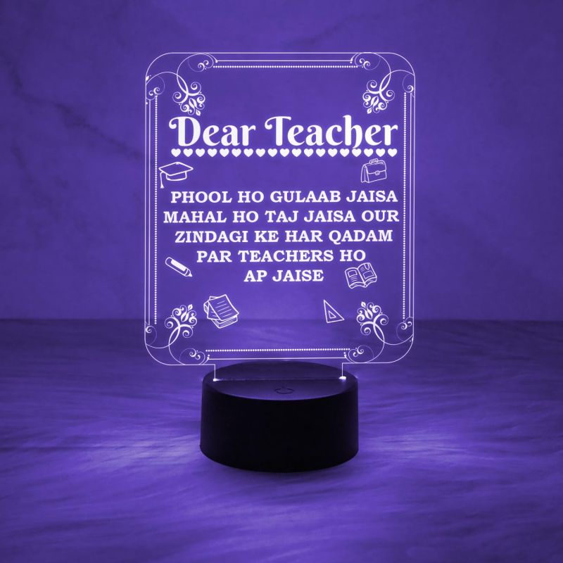 Dear Teacher Engraved Quote Night Lamp with 7 Color Auto Changing Light