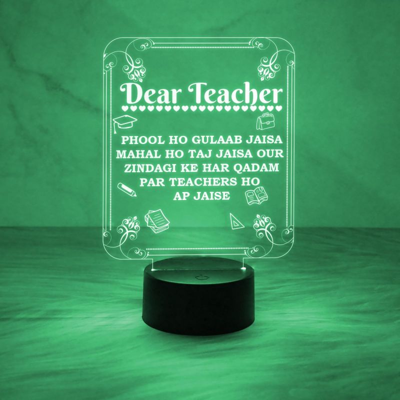 Dear Teacher Engraved Quote Night Lamp with 7 Color Auto Changing Light