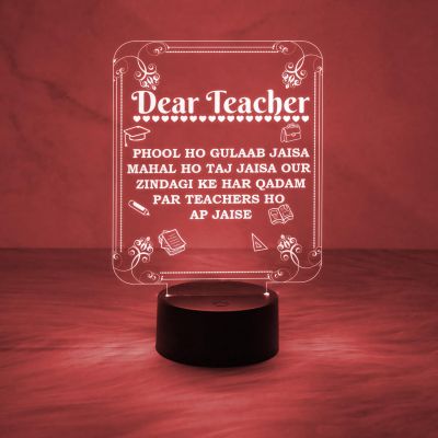 Dear Teacher Engraved Quote Night Lamp with 7 Color Auto Changing Light