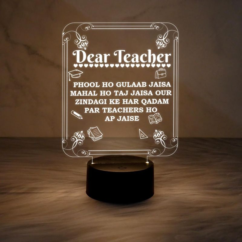 Dear Teacher Engraved Quote Night Lamp with Warm White Light