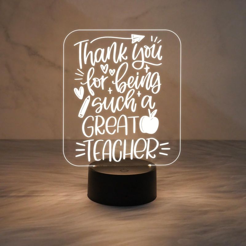 Thankyou Gift for Teacher | Best Teacher in The World Gift Lamp | Warm White Light with USB Cable