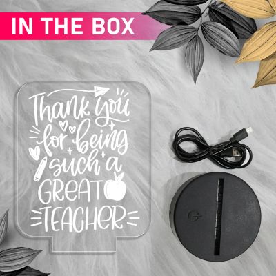 Thankyou Gift for Teacher | Best Teacher in The World Gift Lamp | Warm White Light with USB Cable