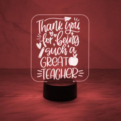 Thankyou Gift for Teacher | Best Teacher in The World Gift Lamp | 7 Color Changing Light with USB Cable | Teachers Day Gift