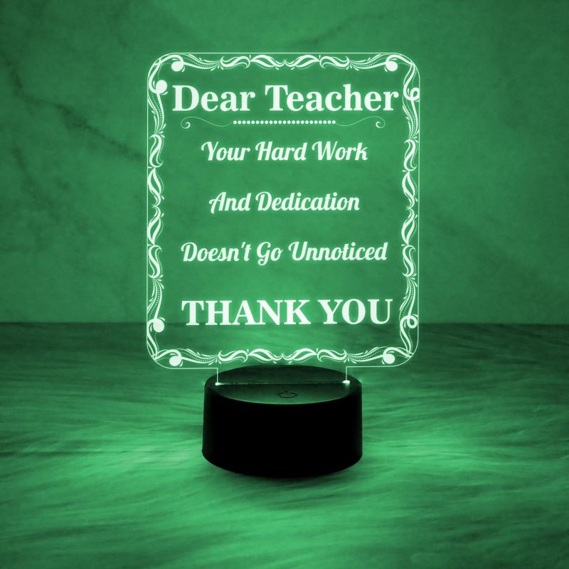 Dear Teacher Engraved Night Lamp with Automatic Color Changing Light