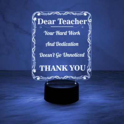 Dear Teacher Engraved Night Lamp with Automatic Color Changing Light