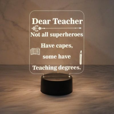 Dear Teacher Engraved Night Lamp with Warm White Light & On/Off Touch Button | Best Teacher Gifts