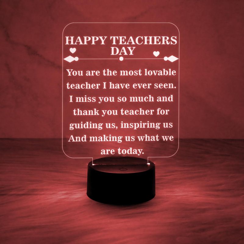 Happy Teachers Day Engraved Night Lamp Gift for Teacher | School Teacher Gift | 7 Color Changing