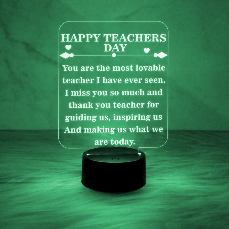 Happy Teachers Day Engraved Night Lamp Gift for Teacher | School Teacher Gift | 7 Color Changing