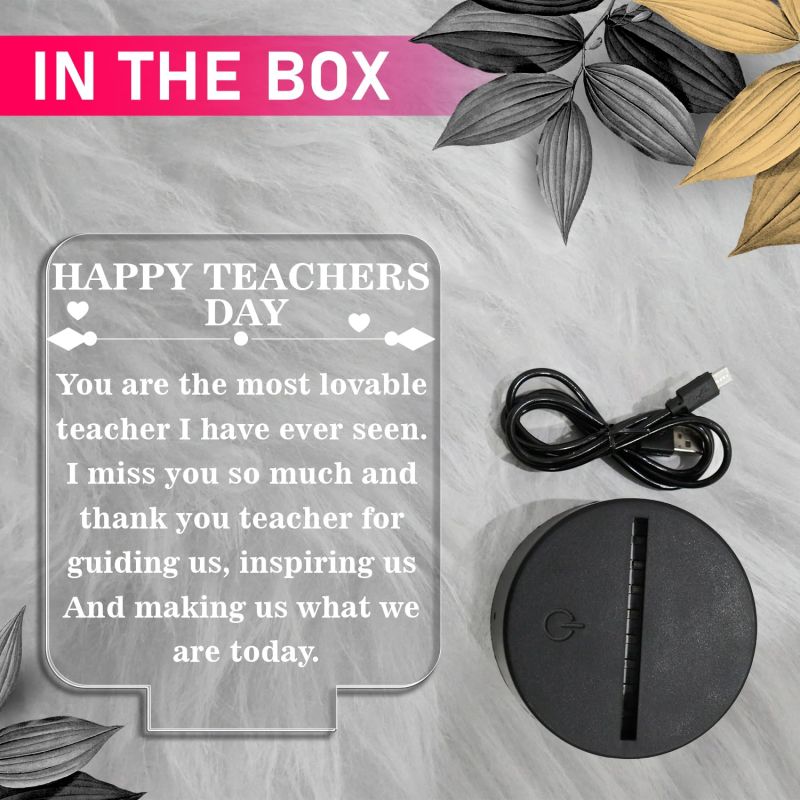 Happy Teachers Day Engraved Night Lamp Gift for Teacher | School Teacher Gift | 7 Color Changing