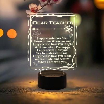 Inspirational Night Lamp Appreciation Gifts for Teacher | Warm White Light with On/Off Touch