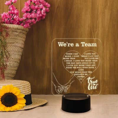 Gift for Couple Engraved Quote Night Lamp with Warm White Light