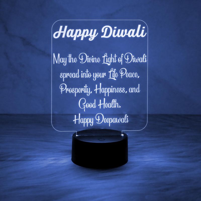 Wishing Happy Diwali Acrylic Desk Table Lamp with Automatic Color Change Light