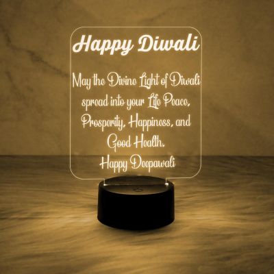 Wishing Happy Diwali Acrylic Desk Table Lamp with Automatic Color Change Light