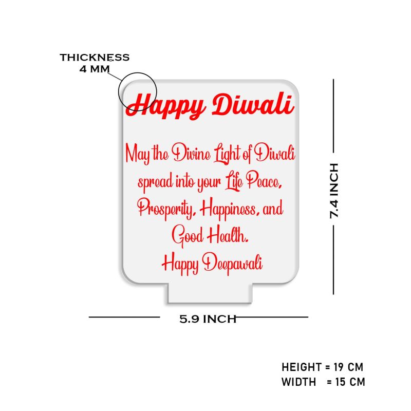 Wishing Happy Diwali Acrylic Desk Table Lamp with Warm White Light