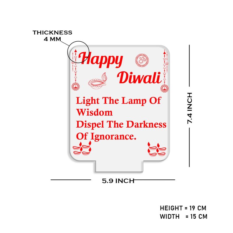 Happy Diwali Engraved Night Lamp Wishing Gift for Diwali | Motivational Light | Warm White Light