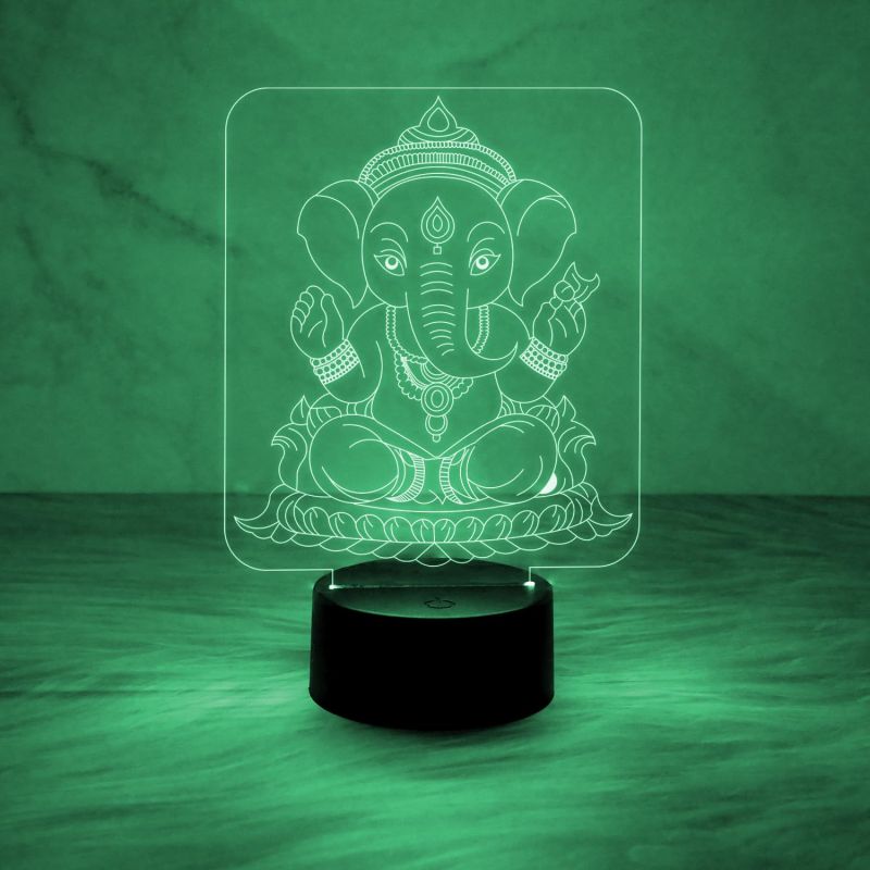 3D Illusion Lord Ganesha Night Lamp Best Gift Idea Diwali for Friends & Family | Automatic Color Changing Light