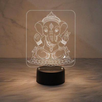 3D Illusion Lord Ganesha Night Lamp Best Gift Idea Diwali for Friends & Family | Warm White Light