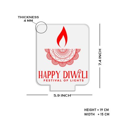 Happy Diwali Festival of Light Engraved Desk Table Light with Automatic Color Changing Light