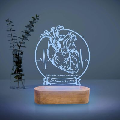 Heart Surgeon Personalized 3D Lamp | Cardiologist Gift Lamp | Heart Specialist Unique Doctor Gift | Customized Gifts for Heart Doctor (Multicolored Light