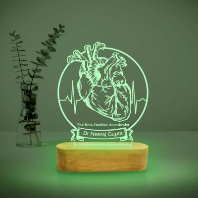 Heart Surgeon Personalized 3D Lamp | Cardiologist Gift Lamp | Heart Specialist Unique Doctor Gift | Customized Gifts for Heart Doctor (Multicolored Light