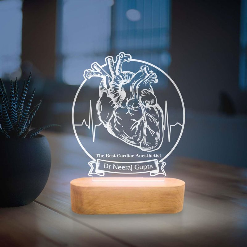 Heart Surgeon Personalized 3D Lamp | Cardiologist Gift Lamp | Heart Specialist Unique Doctor Gift | Customized Gifts for Heart Doctor (Warm White Light)