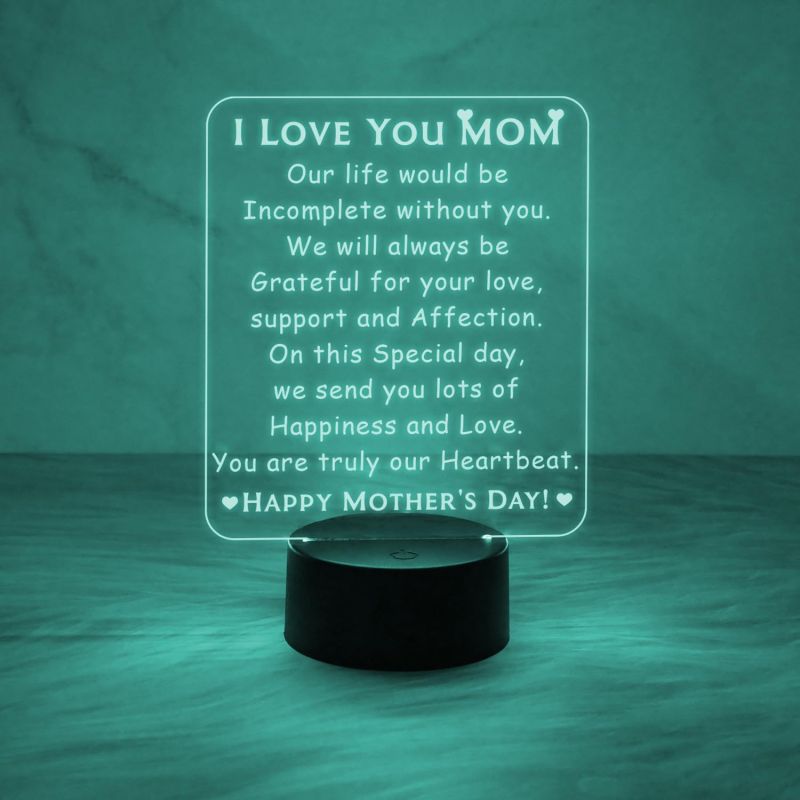 Happy Mothers Day Gift Lamp | Automatic Color Changing Light & USB Powered Cable | Mother's Day Gifts from Daughter Son | Best Birthday Gifts for Mom