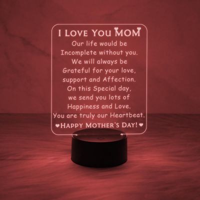 Happy Mothers Day Gift Lamp | Automatic Color Changing Light & USB Powered Cable | Mother's Day Gifts from Daughter Son | Best Birthday Gifts for Mom