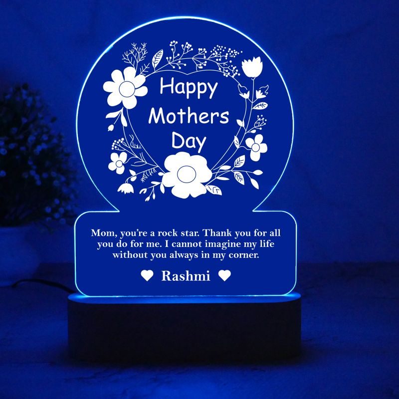 Mothers Day Gift for Mom Day 3D Illusion Desk Table Lamp with Multicolored Light | Customized with Name | Personalized Gift for Mom