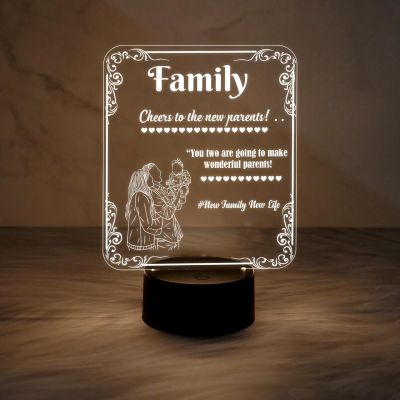 Congratulations Gift for New Parents | Acrylic Led Night Lamp with Warm White Light with On/Off Touch Button | Gift for New Parents