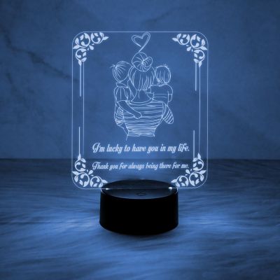 Acrylic Engraved Night Lamp with Automatic Color Changing Light & On/Off Touch Button | Best Gift for Mother | Mothers Day Gift for Mom | Birthday Gift for Mom