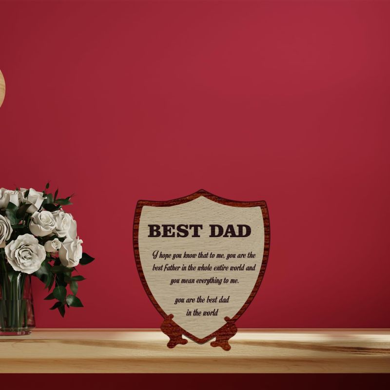 Best Dad Wooden Trophy for Dad | Best Birthday Trophy