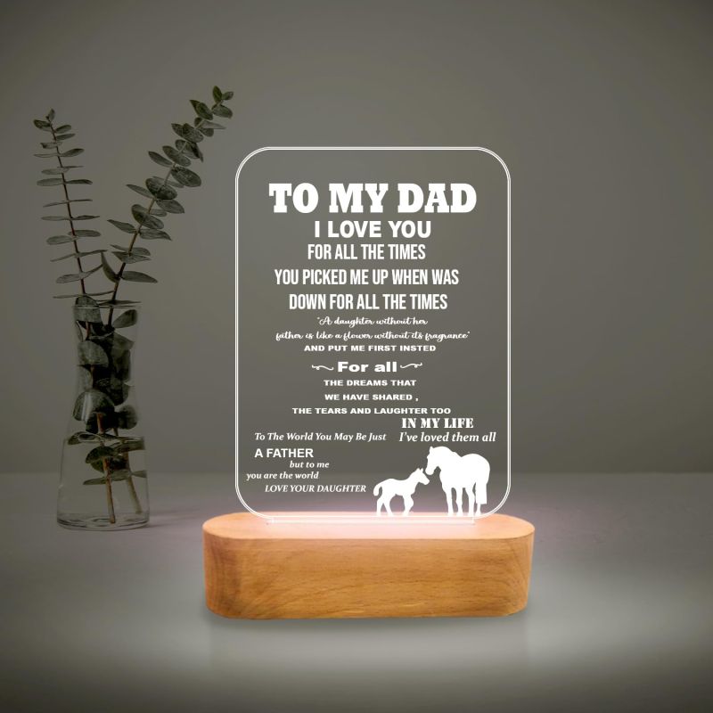 to My Dad Night Lamp with Cool White Light | Best Gift for Dad | Fathers Day Gift for Dad | Birthday Gift for Dad