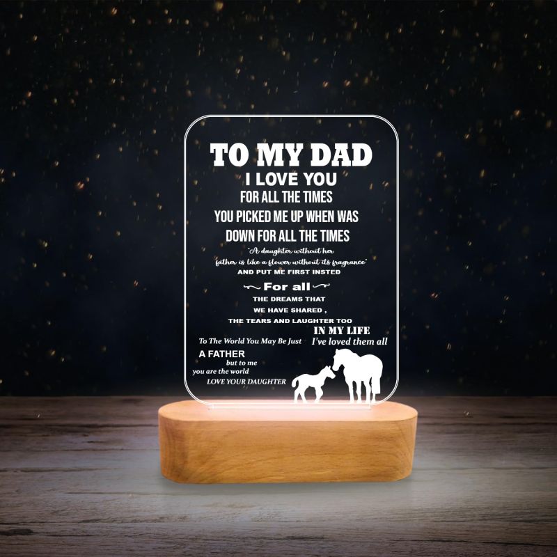 to My Dad Night Lamp with Cool White Light | Best Gift for Dad | Fathers Day Gift for Dad | Birthday Gift for Dad