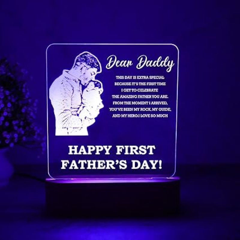 Happy Fathers Day Acrylic Lamp Customized Photo Frame | Gift For Dad | Fathers Day Gift | Birthday Gift For Dad
